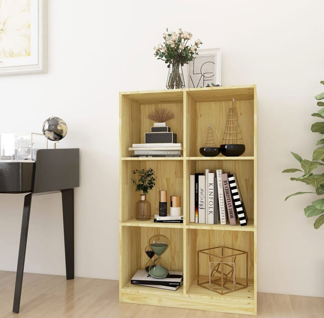 Przykładowe zastosowanie naturalnego regału drewnianego Jevi 4X