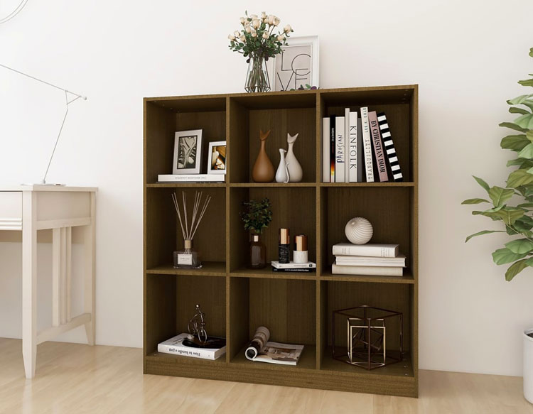 Wnętrze z wykorzystaniem brązowego regału Jevi 5X