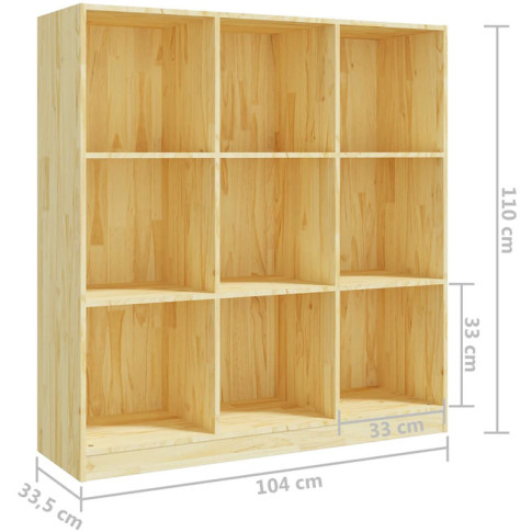 Wymiary drewnianego regału półki na książki Ejos 5X naturalny