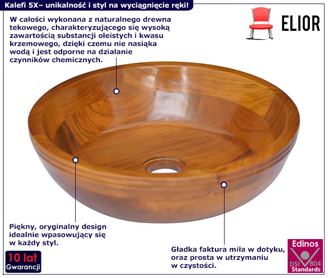 Umywalka z drewna tekowego na blat Sisi 5X