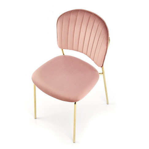 Różowe pikowane krzesło welurowe Edsel
