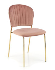 Różowe welurowe tapicerowane krzesło w stylu glamour - Edsel w sklepie Edinos.pl