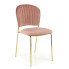 Różowe welurowe tapicerowane krzesło w stylu glamour - Edsel