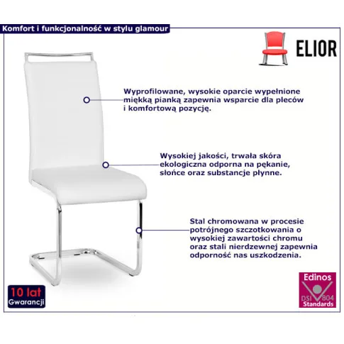 Białe krzesło ze skóry ekologicznej Brox