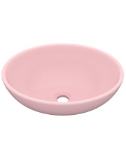 Ceramiczna umywalka na blat różowy mat - Likoro w sklepie Edinos.pl