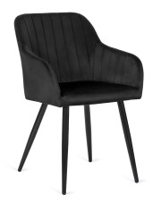 Czarne pikowane krzesło fotelowe - Inso w sklepie Edinos.pl