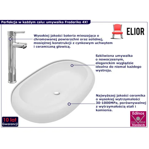 Umywalka łazienkowa na blat z baterią2 Frederiko 4X