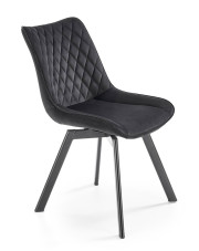 Czarne krzesło tapicerowane welurem - Elpo w sklepie Edinos.pl