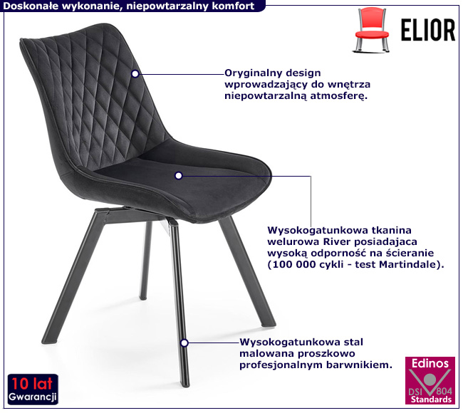 Czarne krzesło Giano