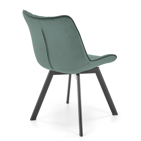 Welurowe zielone krzesło z pikowaniem Elpo