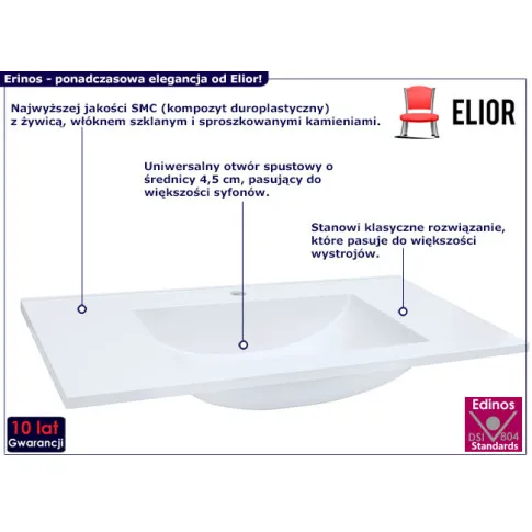 Prostokątna umywalka meblowa Erinos 4X