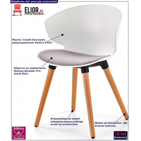 Fotografia Krzesło skandynawskie Kris - białe z kategorii Krzesła drewniane
