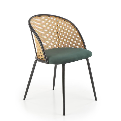 Zielone krzesło z rattanowym oparciem Ekro