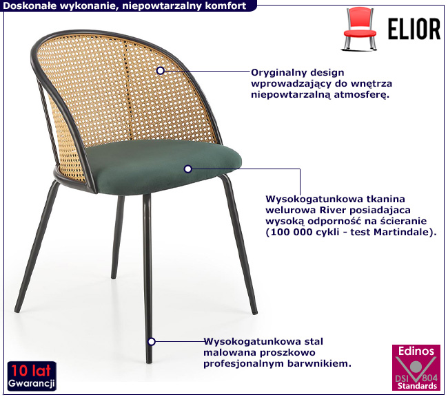 Zielone krzesło pikowane Vigdis