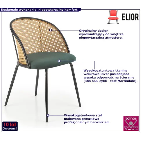 Zielone krzesło w stylu boho Ekro