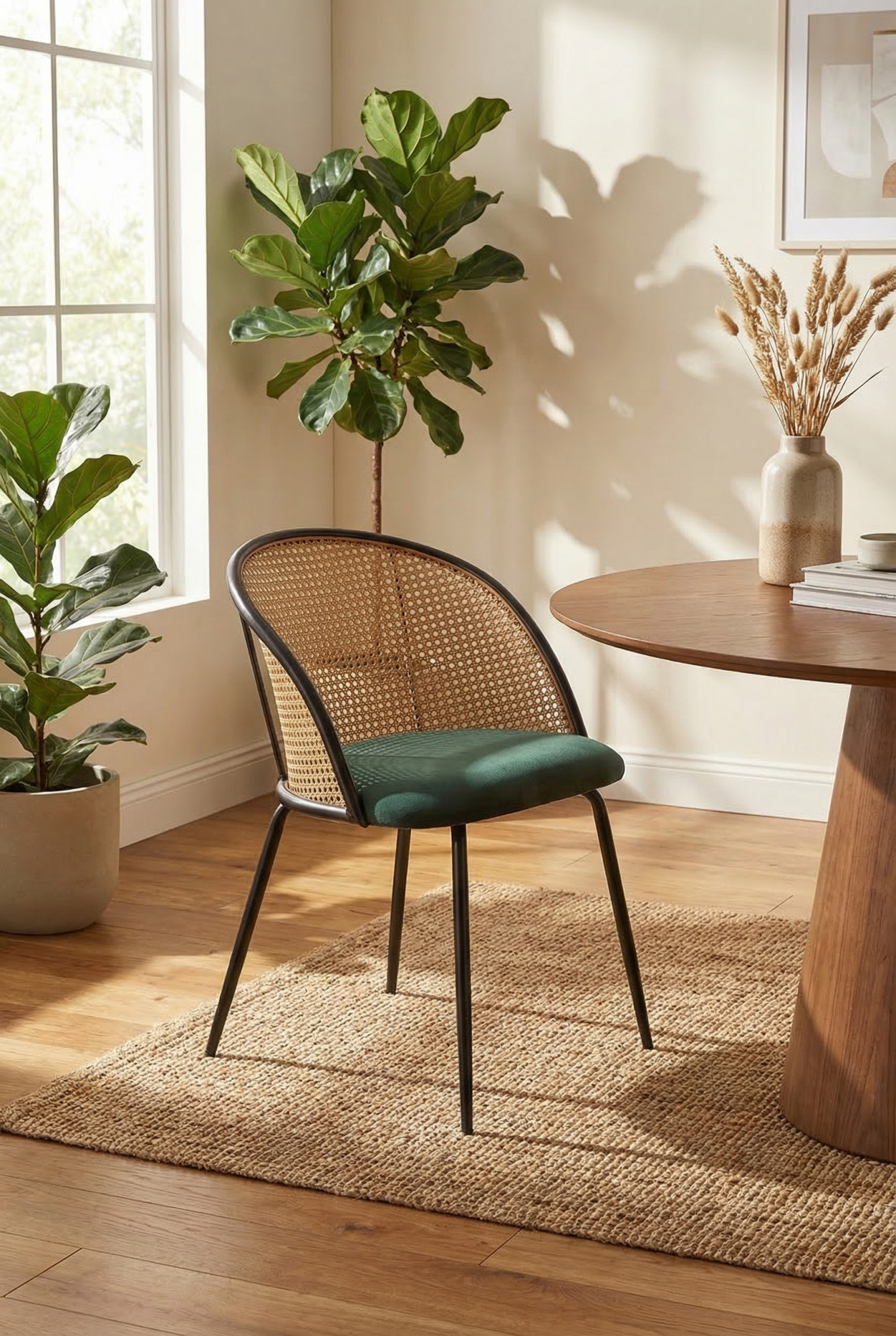 Salon z zielony krzesłem retro Vigdis