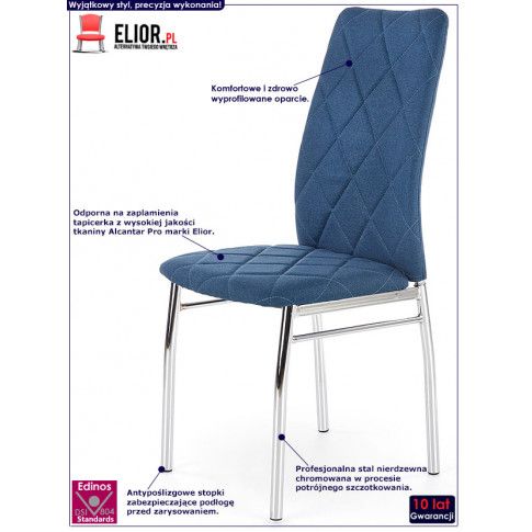 Fotografia Krzesło pikowane Rankin - niebieskie z kategorii Krzesła