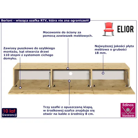 Nowoczesna szafka RTV dąb artisan Berloni 4X