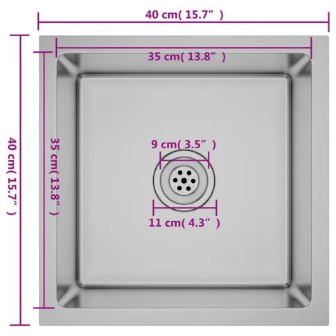Wewnetrzne wymiary srebrnego zlewu Latori 4X