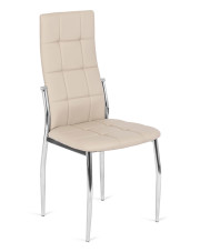 Beżowe tapicerowane krzesło ze skóry ekologicznej - Doxi 3X w sklepie Edinos.pl