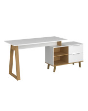 Nowoczesne białe biurko z półkami  - Norveso 16X w sklepie Edinos.pl