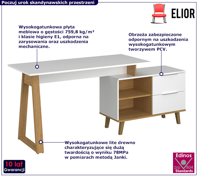 Białe nowoczesne biurko Norveso 16X