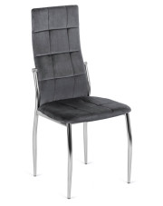 Szare welurowe pikowane krzesło do jadalni - Doxi 4X