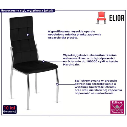 Czarne krzesło z weluru Doxi 4X