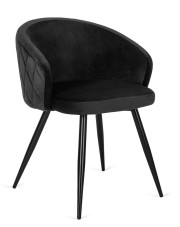 Czarne welurowe krzesło z zabudowanym oparciem - Izmo