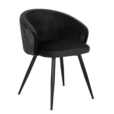 Czarne krzesło welurowe z zabudowanym oparciem Izmo