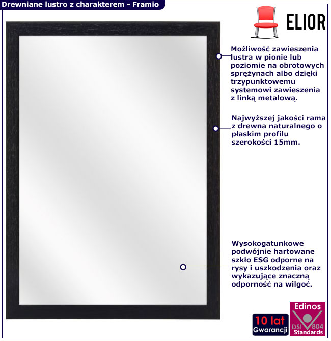 Infografika czarnego drewnianego lustra Solma