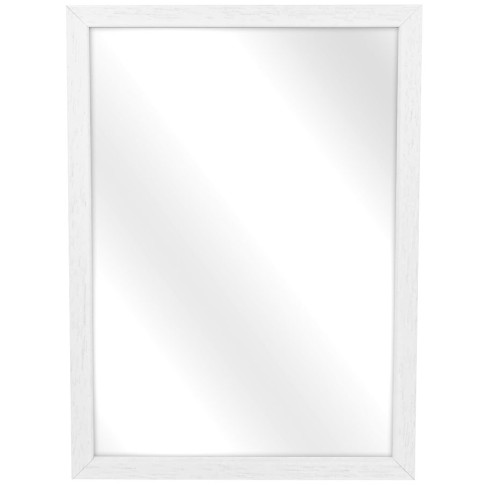 Białe prostokątne lustro w drewnianej ramie Framio