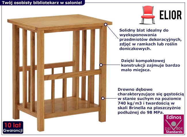 Drewniany stolik z funkcją gazetownika Flaila