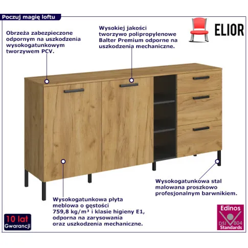 Loftowa komoda z półkami Opes 4X