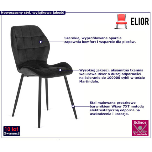 Czarne krzesło pikowane Edro 3X