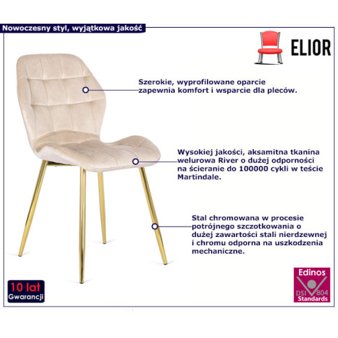 Beżowe krzesło w stylu glamour Edro 4X