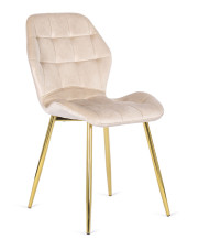 Beżowe krzesło welurowe tapicerowane glamour - Edro 4X w sklepie Edinos.pl