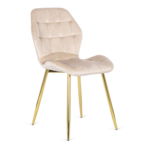 Beżowe welurowe krzesło glamour Edro 4X