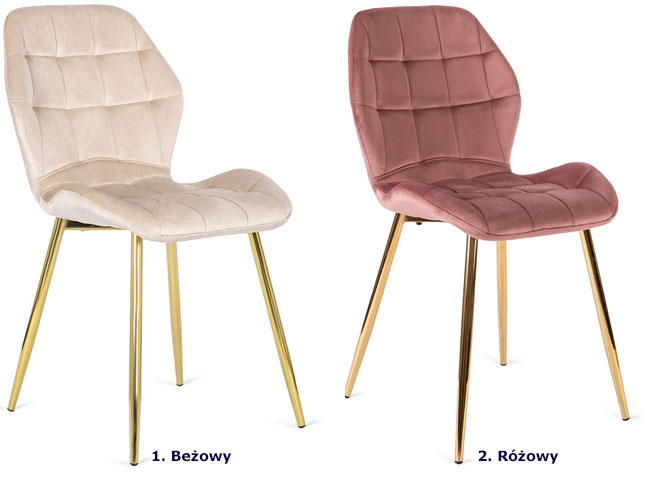 Beżowe tapicerowane krzesło pikowane glamour Edro 4X