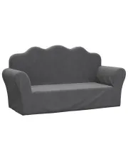 Podwójna sofa dziecięca z miękkiego pluszu antracyt - Gretter 4X w sklepie Edinos.pl