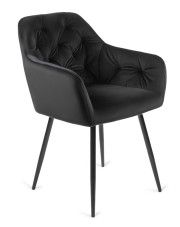 Czarne pikowane krzesło z podłokietnikami - Damo w sklepie Edinos.pl