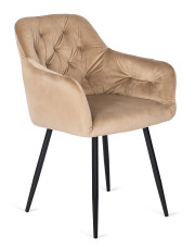 Beżowe nowoczesne krzesło z podłokietnikami - Damo