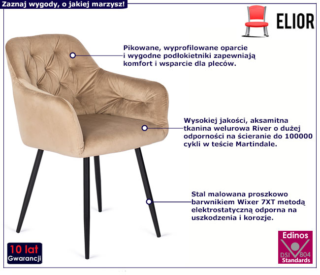 Beżowe krzesło fotelowe do jadalni Tobio