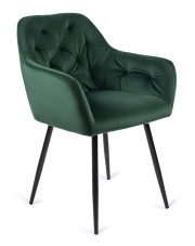 Zielone krzesło fotelowe tapicerowane welurem - Damo w sklepie Edinos.pl