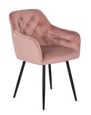 Różowe krzesło fotelowe z pikowanym oparciem - Damo w sklepie Edinos.pl