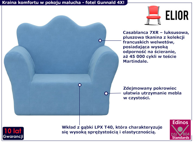 Fotel dziecięcy Gunnald 4X kolor niebieski