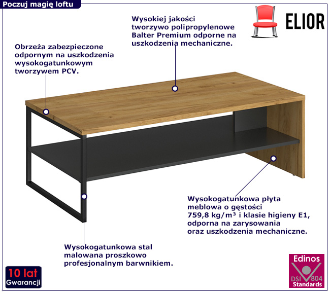 Industrialna ława z półką Opes 6X