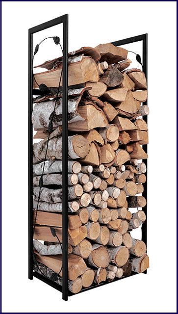 Czarny wysoki metalowy stojak do drewna Celine 5X