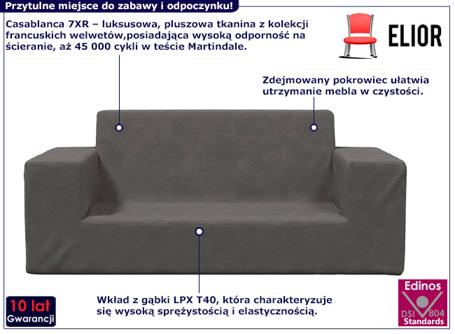 Pluszowa fofa dziecięca Santino 3X kolor antracyt