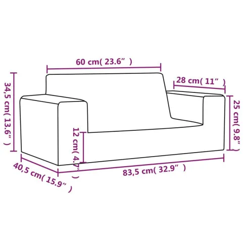 Wymiary sofy dziecięcej Hallker 3X